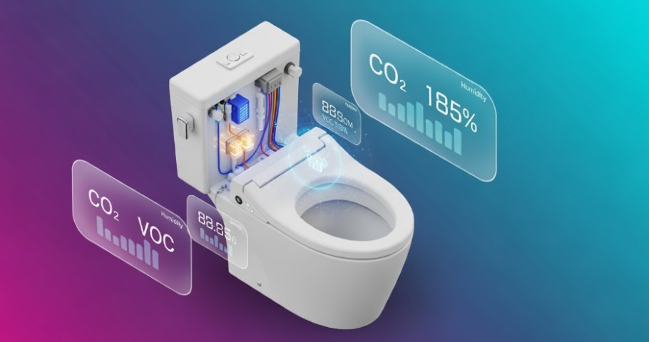 Indoor air quality readings for a bathroom