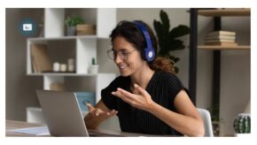 Remote worker being productive with a SMART IAQ Sensor improving the indoor air quality.