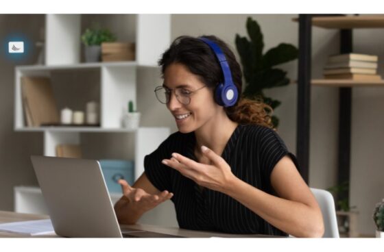 Remote worker being productive with a SMART IAQ Sensor improving the indoor air quality.