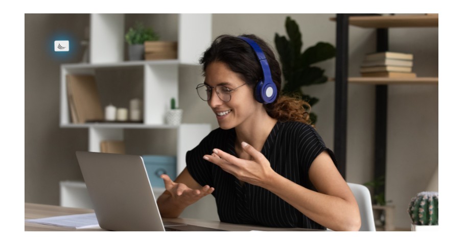 Remote worker being productive with a SMART IAQ Sensor improving the indoor air quality.